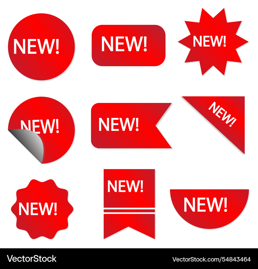 New labels set collection in red gradient color New labels set collection in red gradient color Vector Image