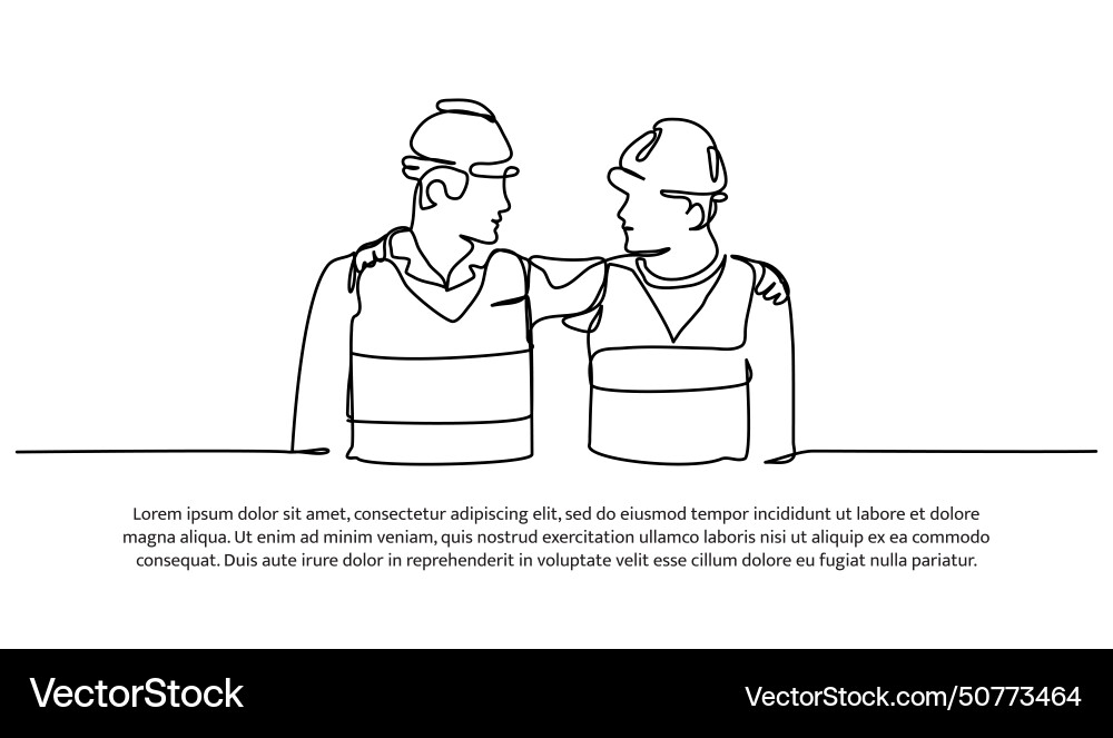 One line continuous of contractors Royalty Free Vector Image