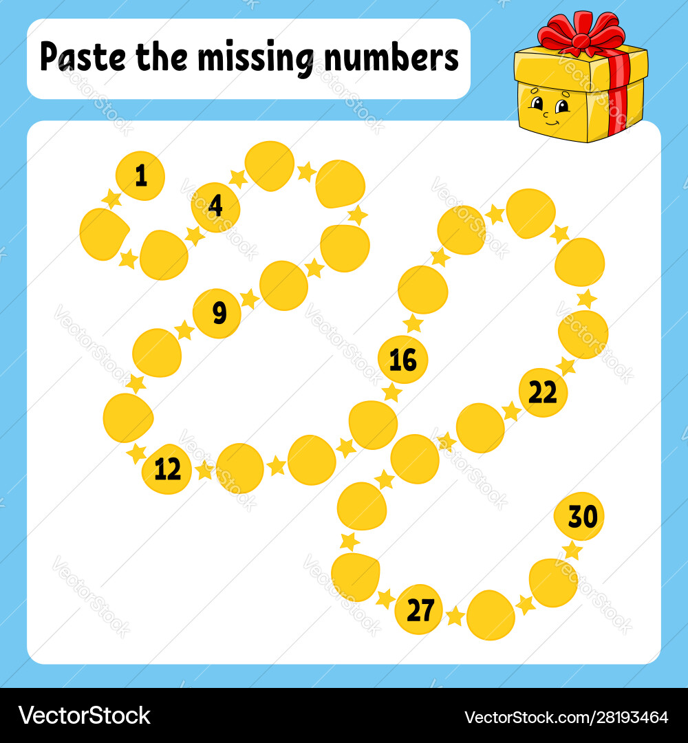 Paste missing numbers handwriting practice Paste missing numbers handwriting practice vector image