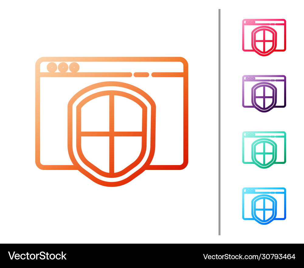 Red line browser with shield icon isolated Vector Image
