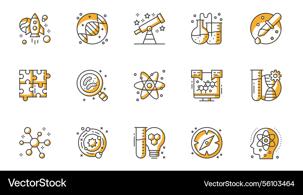 Science icons set in outline stroke design for web Science icons set in outline stroke design for web vector image