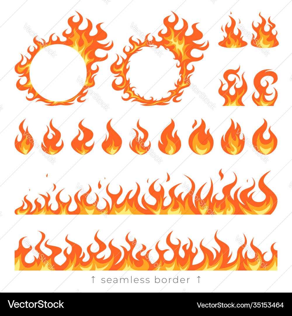 Simple flame icons in flat style Vector Image