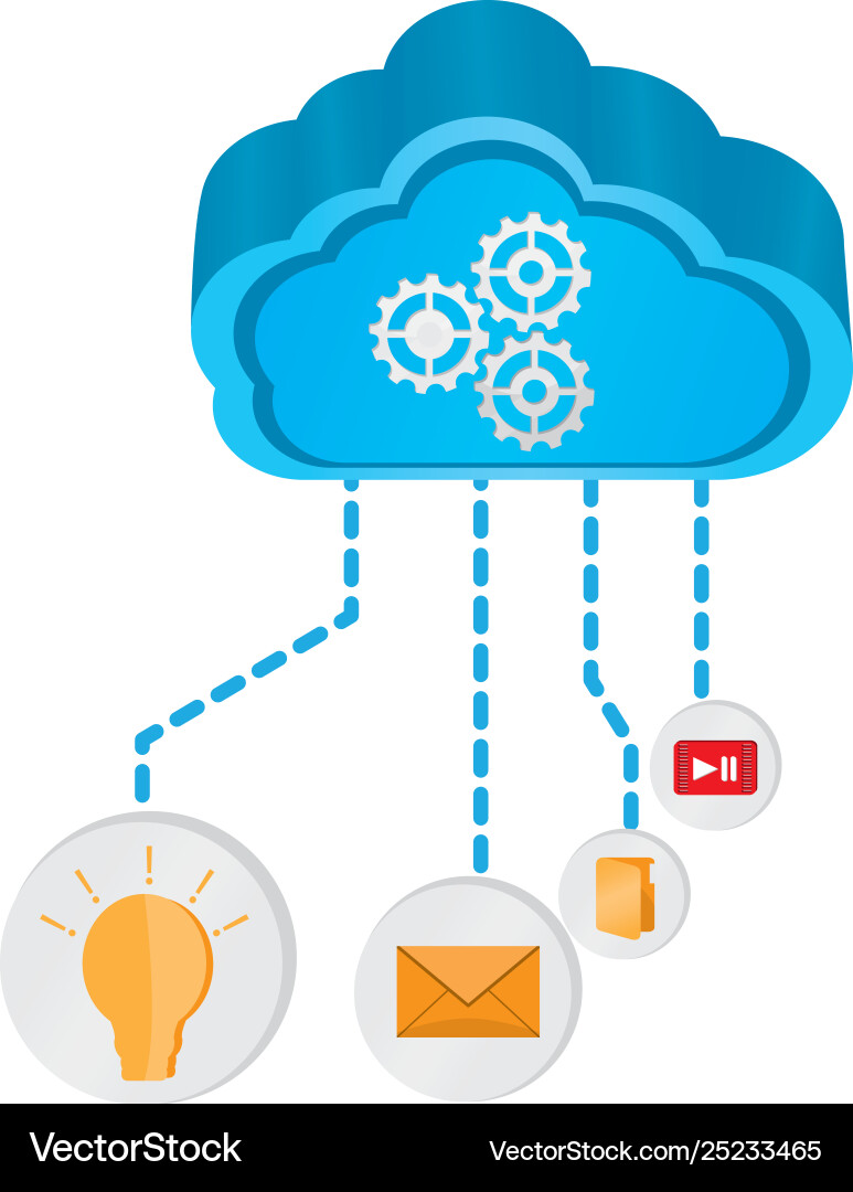 3d cloud computing icon with different symbols 3d cloud computing icon with different symbols vector image