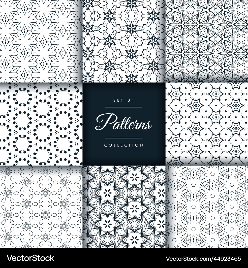Abstract pattern set in 8 different styles vector image