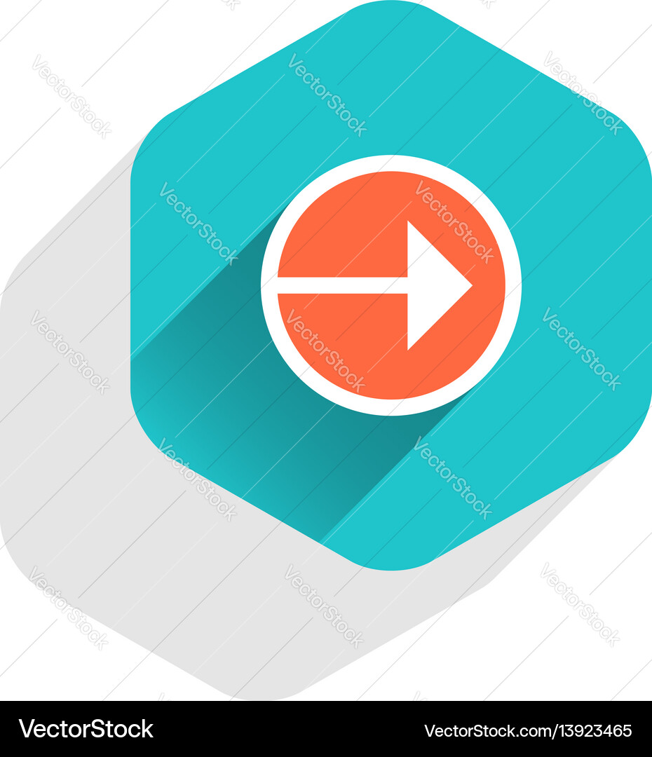 Flat arrow sign round icon hexagon button Flat arrow sign round icon hexagon button vector image