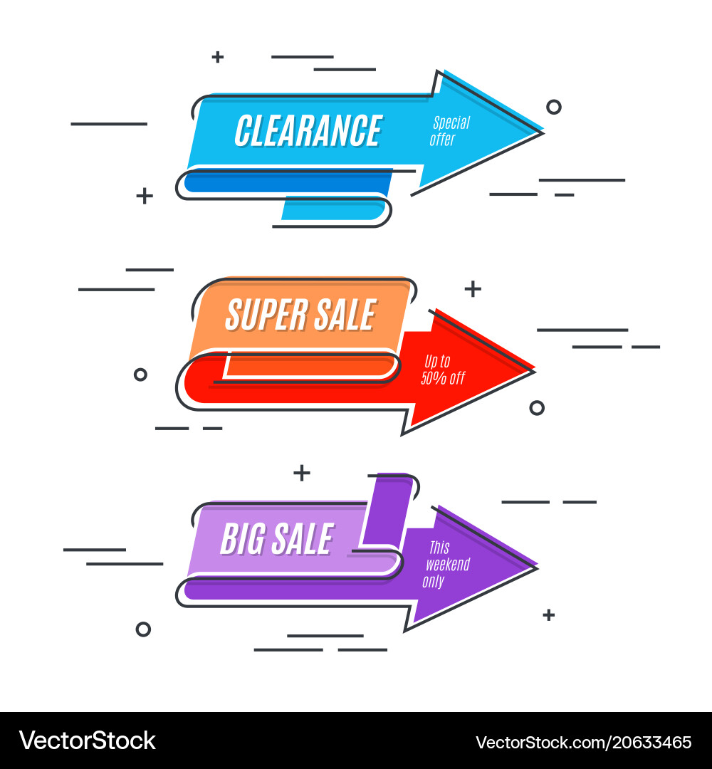 Flat linear promotion arrow banner scroll price Flat linear promotion arrow banner scroll price vector image