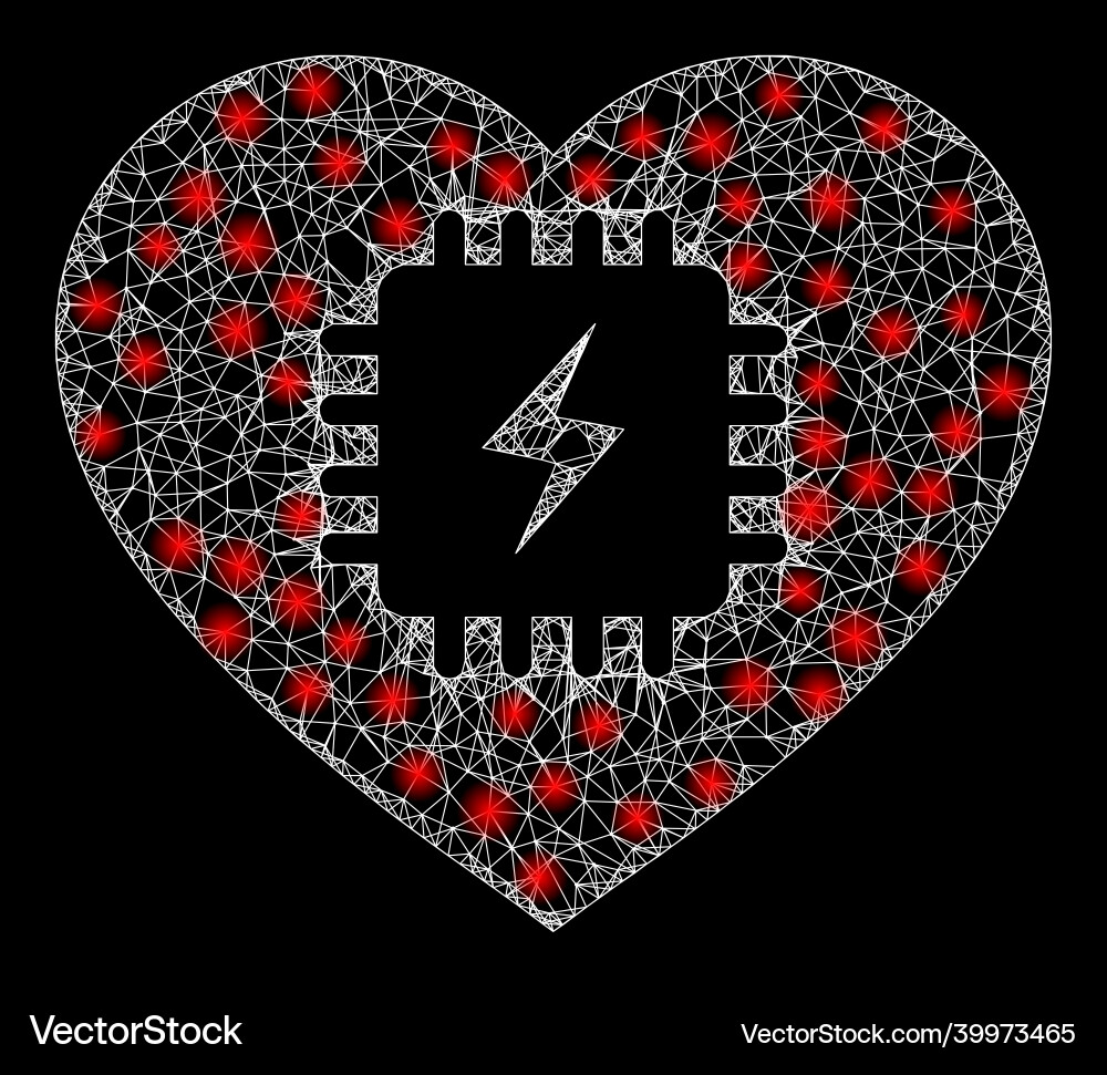 Glossy net mesh heart pacemaker with light spots Glossy net mesh heart pacemaker with light spots vector image