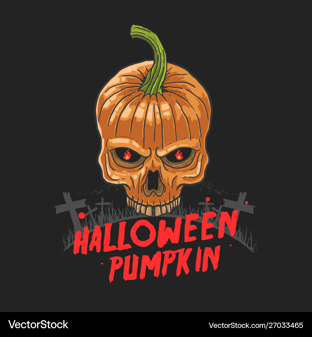 Halloween skull pumpkin nightmare Halloween skull pumpkin nightmare Vector Image