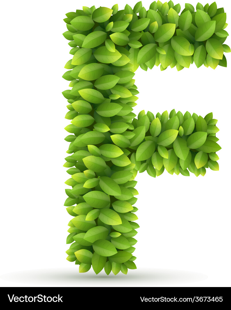 Letter F Made of Green Leaves Vector Image