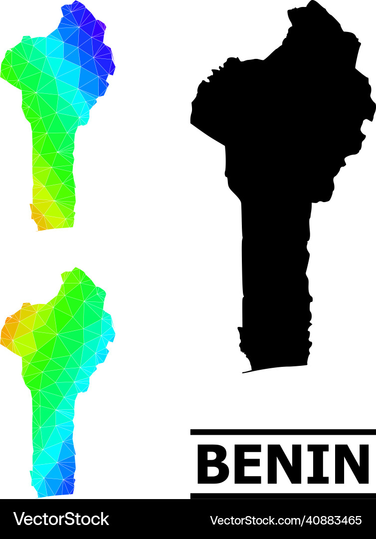 Lowpoly spectrum map of benin with diagonal vector image