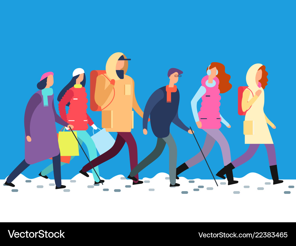 Menschen im Winter Kleidung Cartoon Mann und Frau Menschen im Winter Kleidung Cartoon Mann und Frau vektorbild