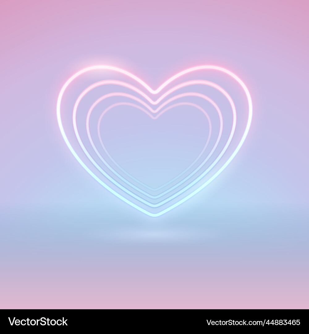 Neon valentines heart on soft pink background Neon valentines heart on soft pink background vector image