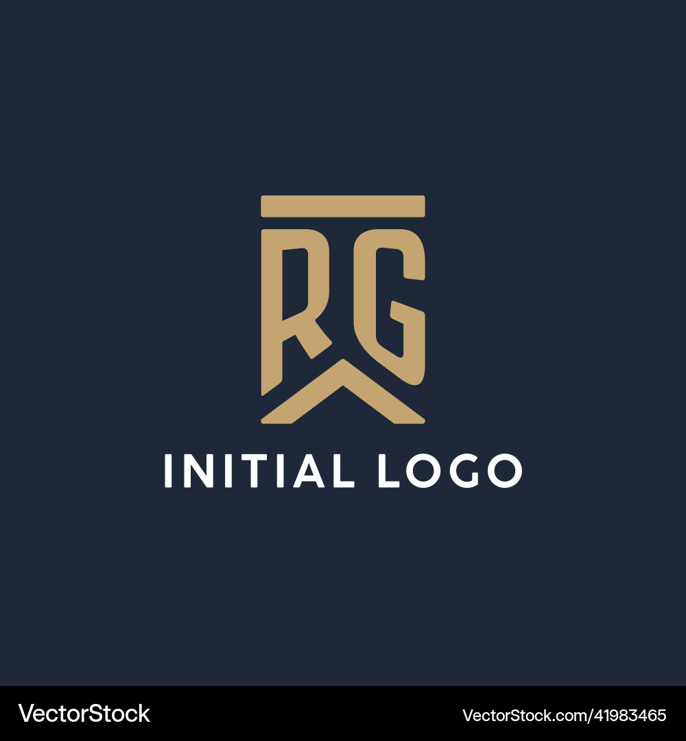 Rg initial monogram logo design in a rectangular Vector Image