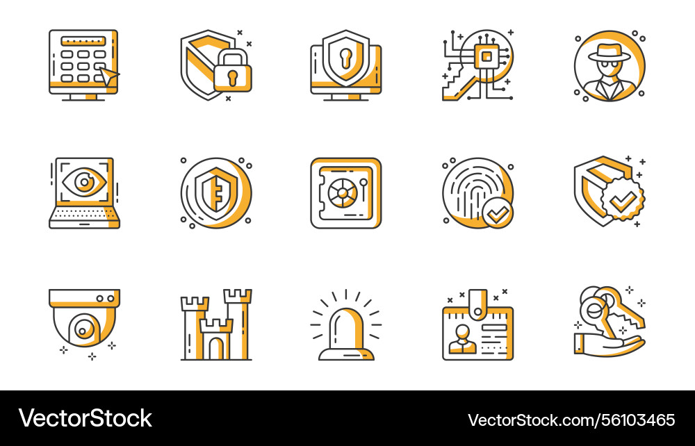 Security icons set in outline stroke design Security icons set in outline stroke design vector image