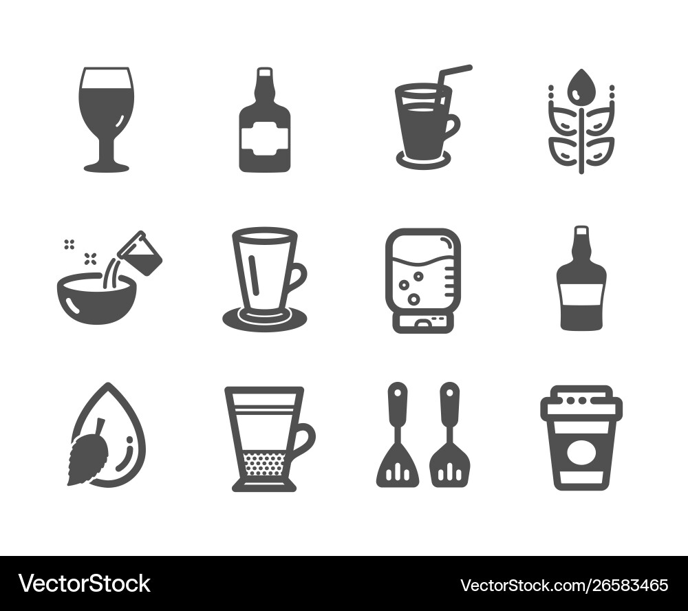 Set food and drink icons such as water drop Set food and drink icons such as water drop vector image