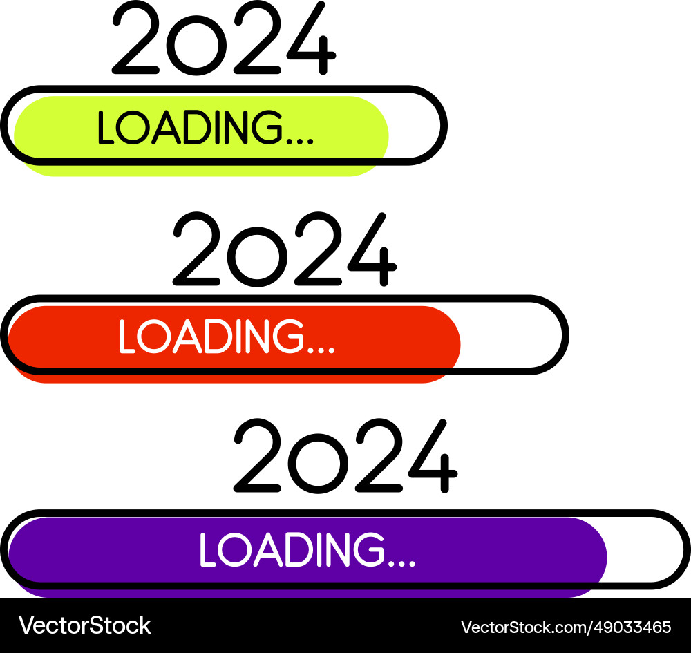 Set of new year 2024 simple flat loading progress Set of new year 2024 simple flat loading progress vector image