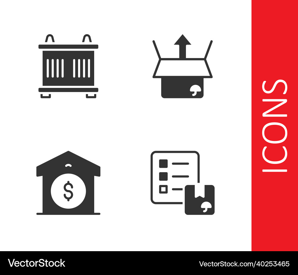Set verification of delivery list container vector image