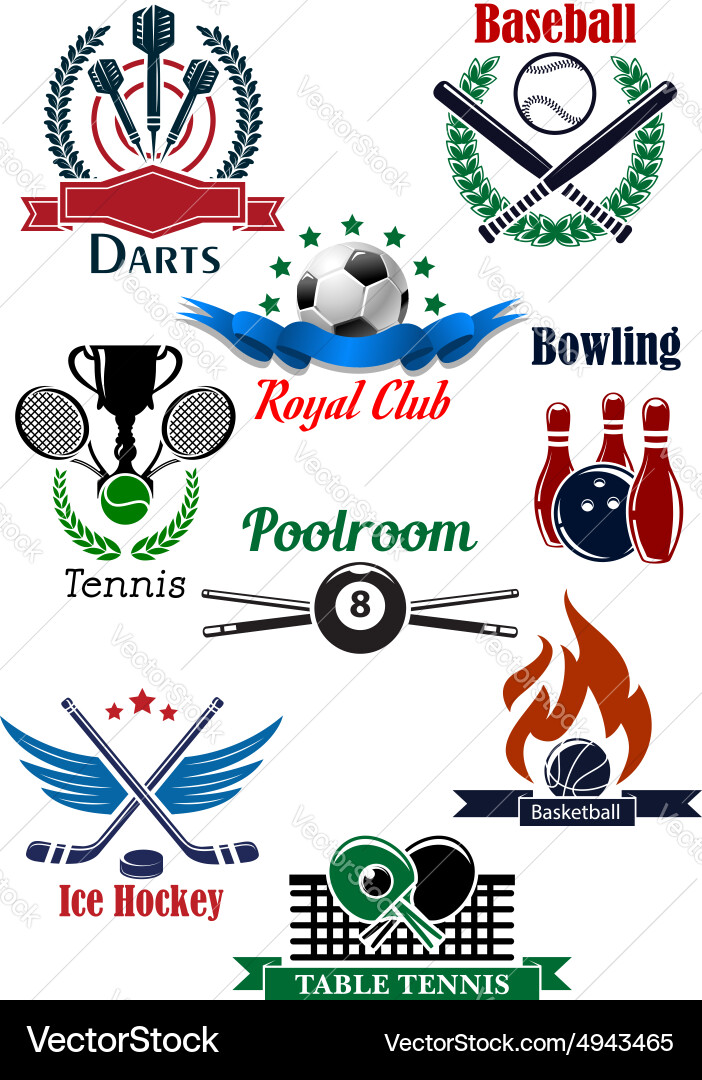 Sporting Game Icons & Emblems Vector Image