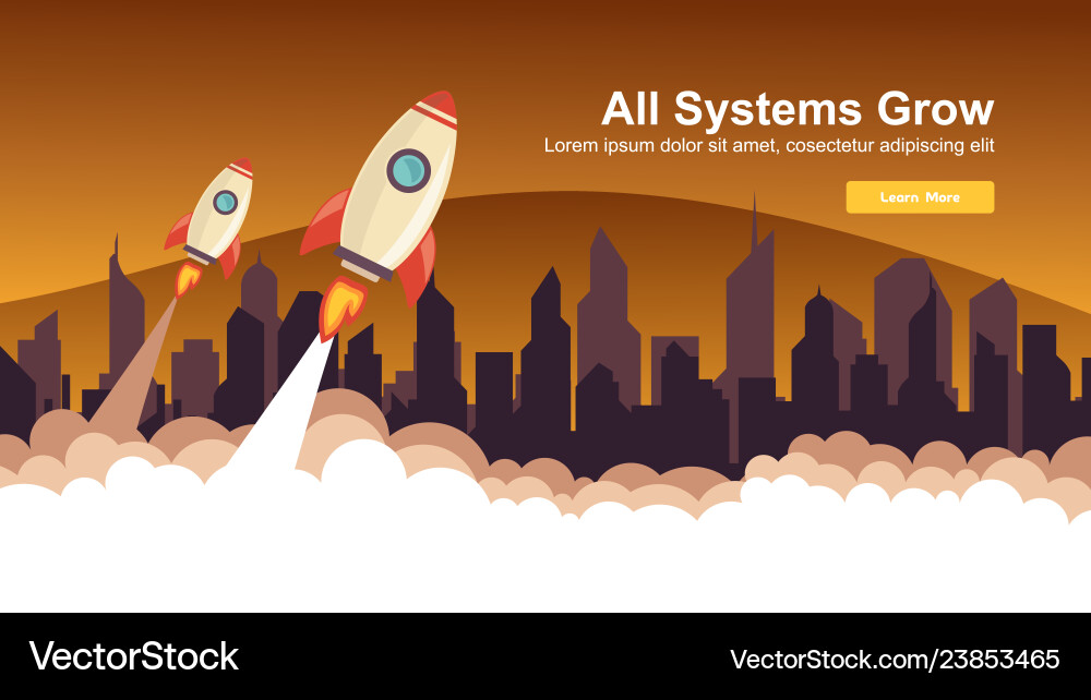 Start up simple rocket web design responsive vector image