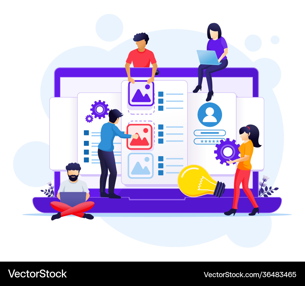 Ui ux design concept people creating Ui ux design concept people creating Vector Image