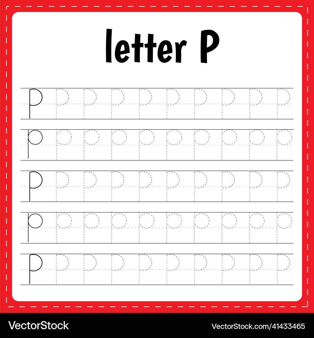 Writing letters tracing page practice sheet Vector Image