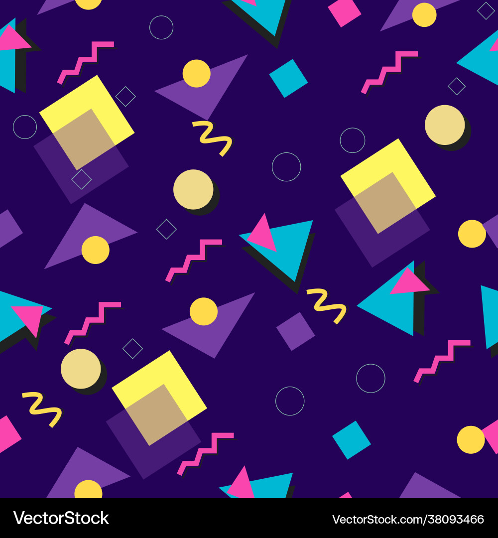 80s & 90s Neon Geometric Pattern Royalty Free Vector