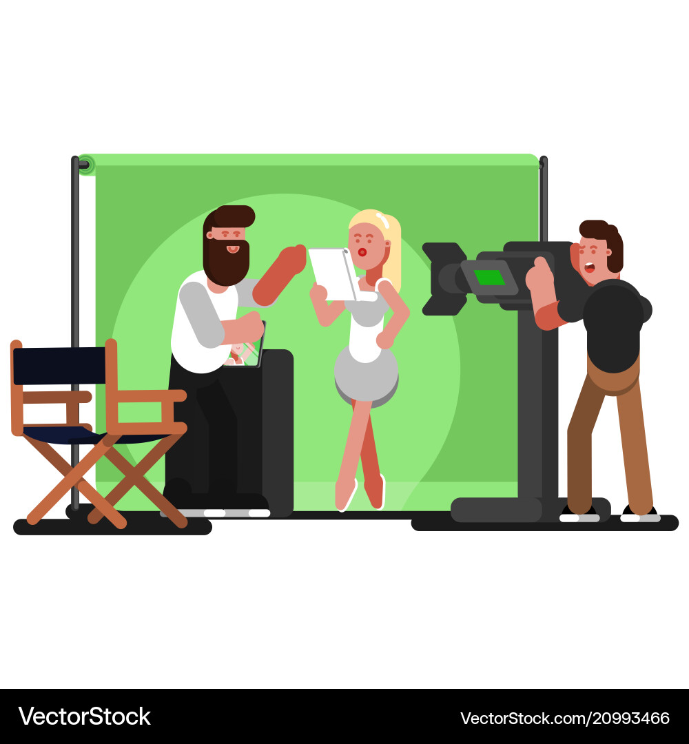 Actress reads a script and producer Actress reads a script and producer vector image