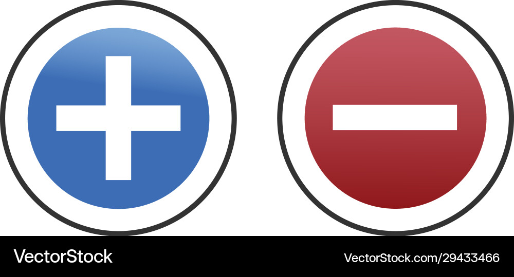 Add delete round buttons plus and minus sign Add delete round buttons plus and minus sign Vector Image