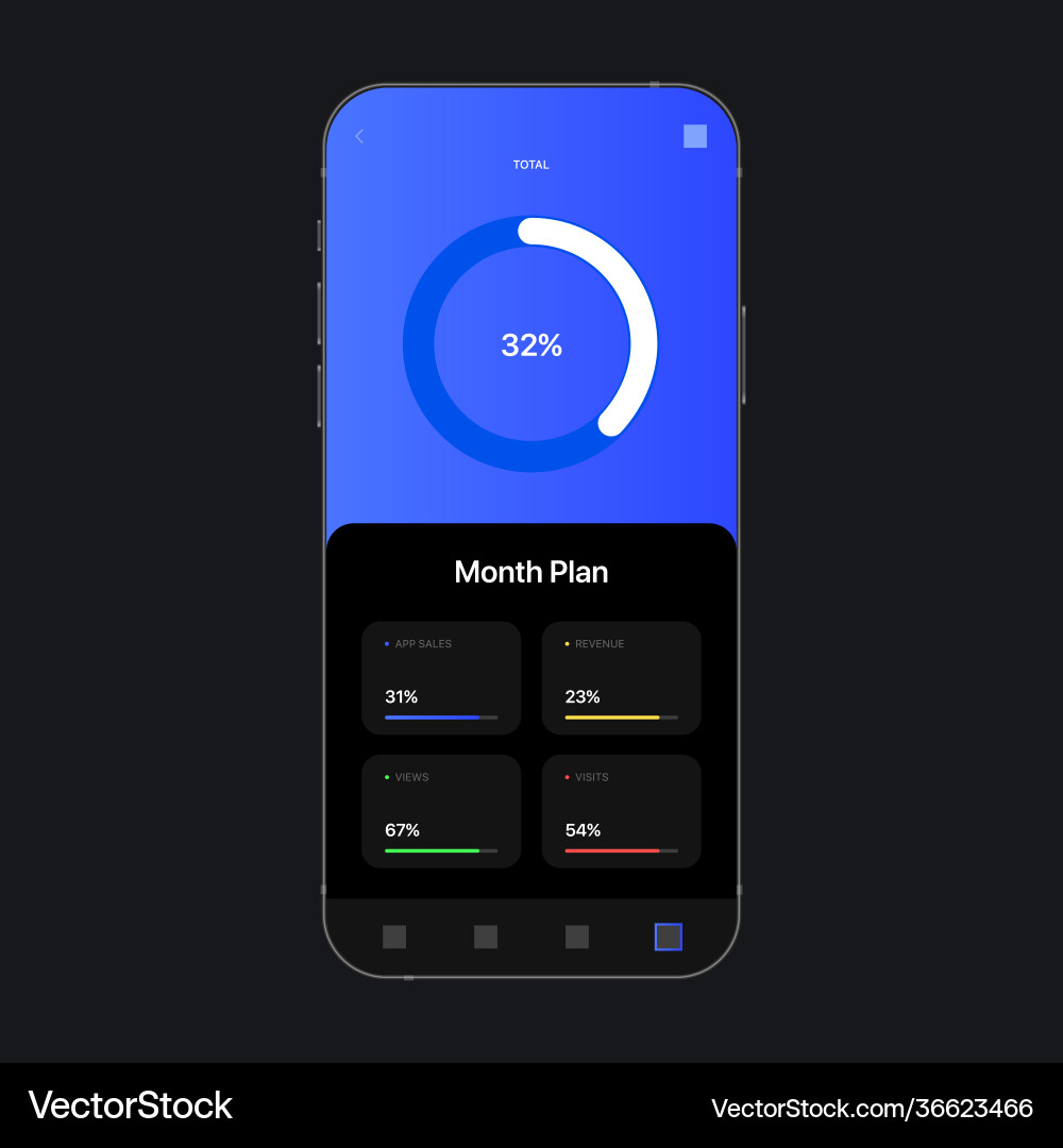 Analytics app radial graph ui screen concept Analytics app radial graph ui screen concept vector image