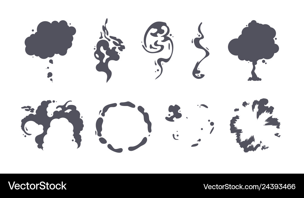 Cartoon smoke sprite set Royalty Free Vector Image