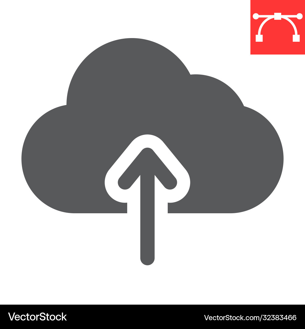 Cloud upload glyph icon ui and button computing Cloud upload glyph icon ui and button computing vector image