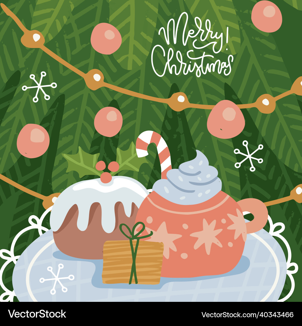 Cozy christmas gift presents cute retro poster Cozy christmas gift presents cute retro poster vector image