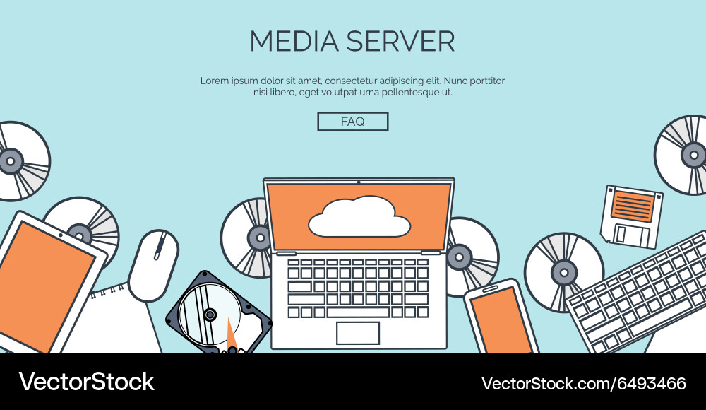 Flat cloud computing vector image