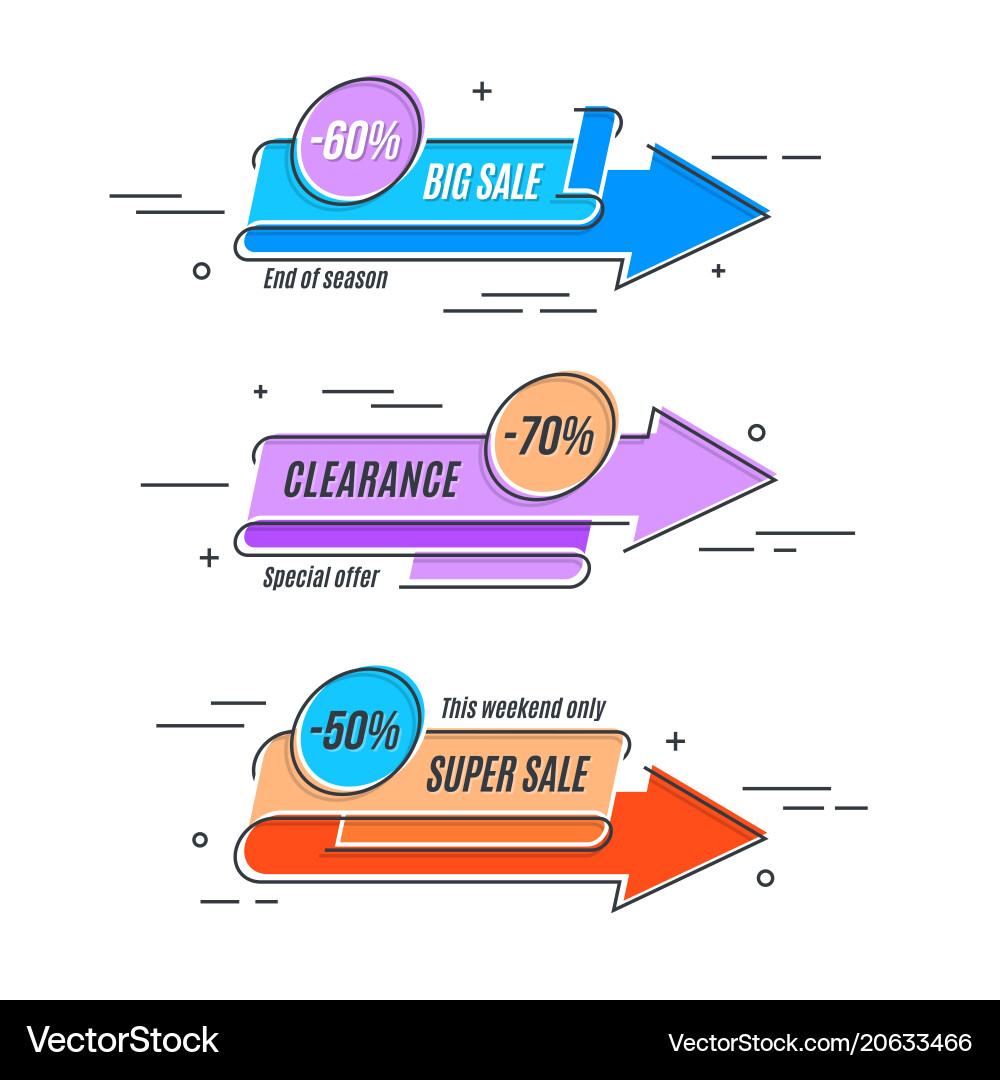 Flat linear promotion arrow banner scroll price Flat linear promotion arrow banner scroll price vector image
