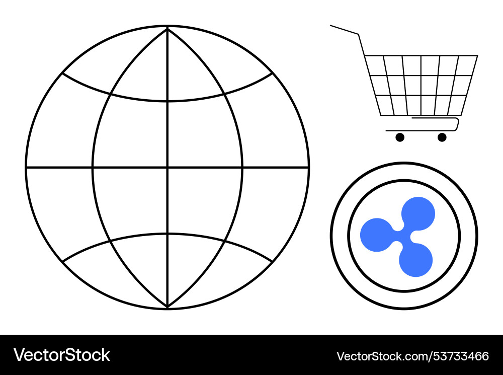 Global symbol with shopping cart Global symbol with shopping cart vector image