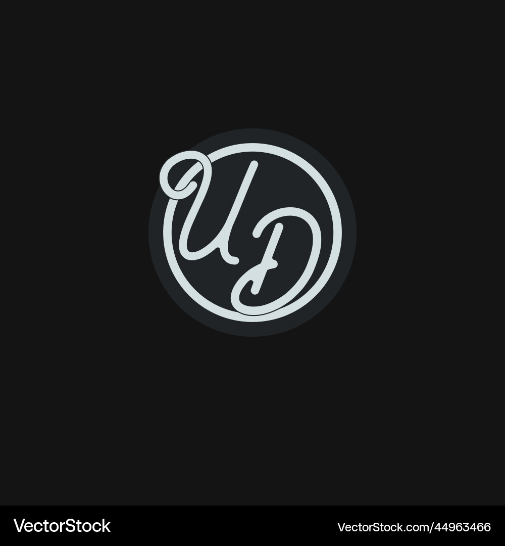 Initials ud logo monogram with simple circle line Vector Image