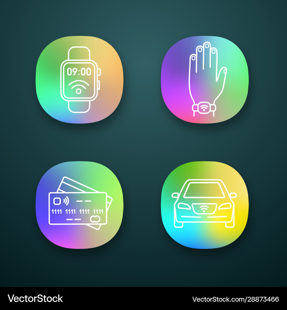 Nfc technology app icons set Vector Image