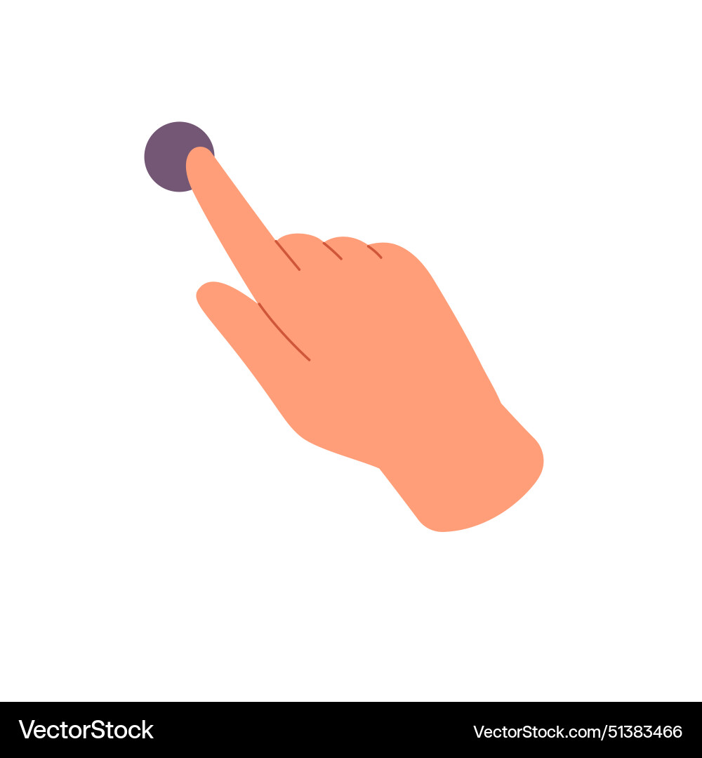 Person taps on point sensor screen with index vector image