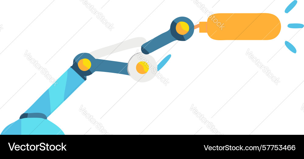 Robotic arm activating a light source design vector image