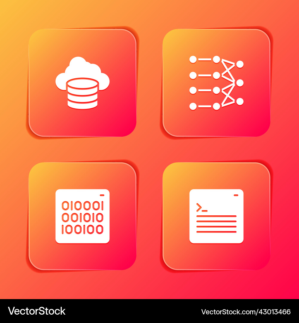 Set cloud database neural network binary code Set cloud database neural network binary code vector image