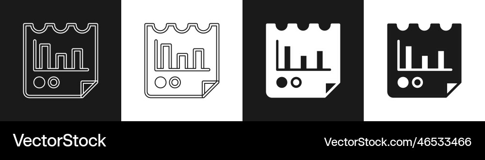 Set document with graph chart icon isolated Set document with graph chart icon isolated vector image