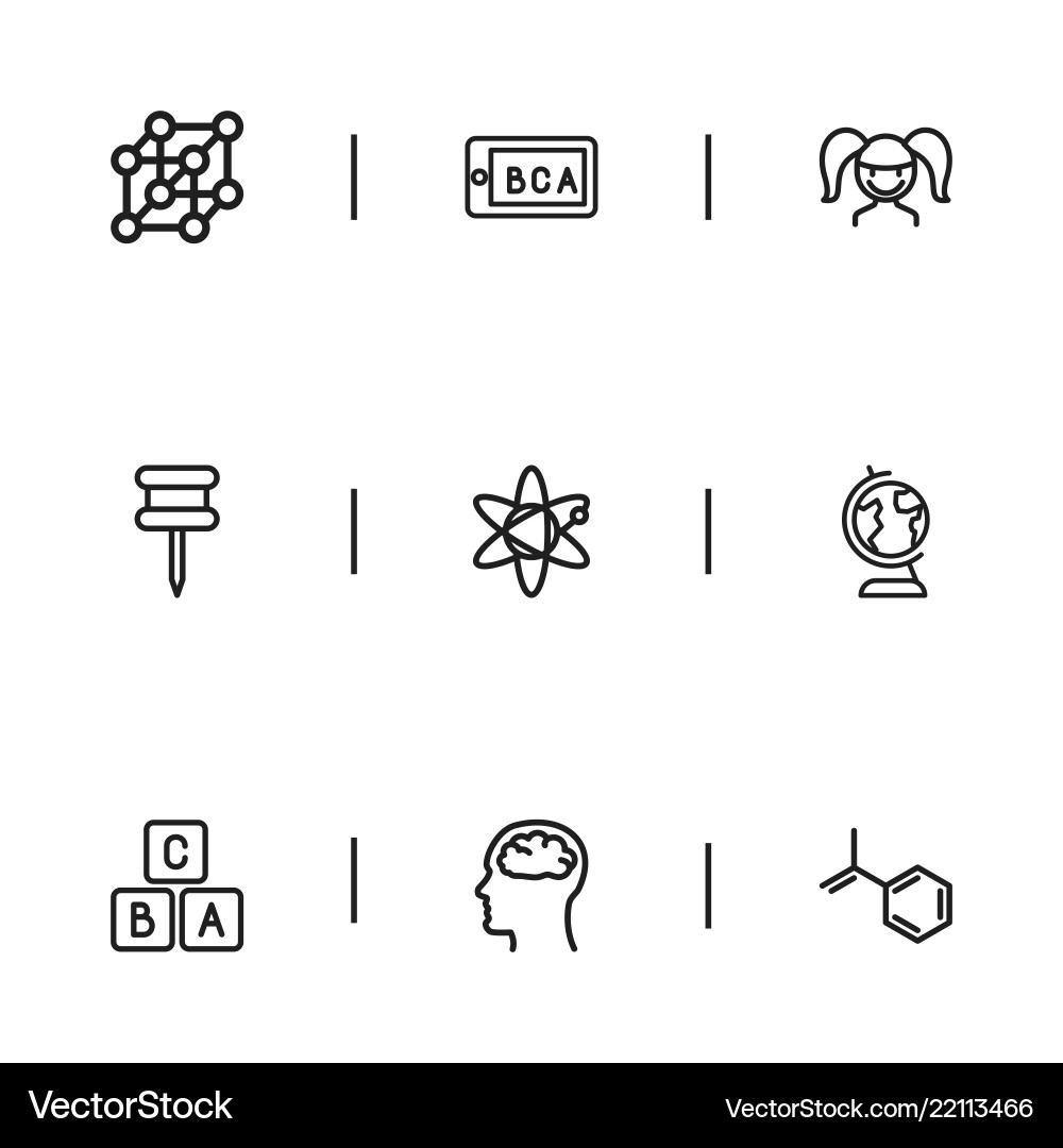 Set of 9 editable teach icons line style includes vector image