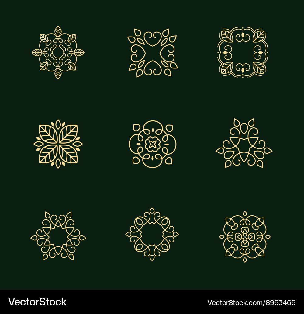 Set of abstract lineart linear simple design vector image