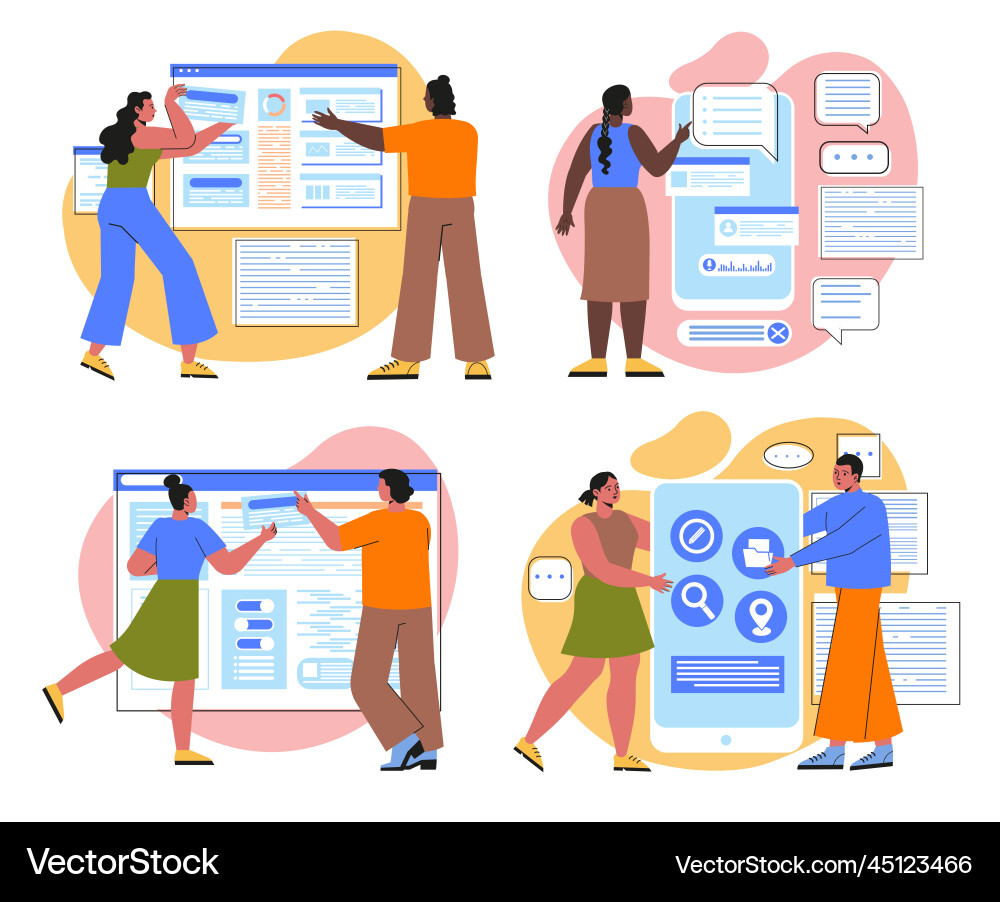 Set of ui and ux designers Set of ui and ux designers vector image