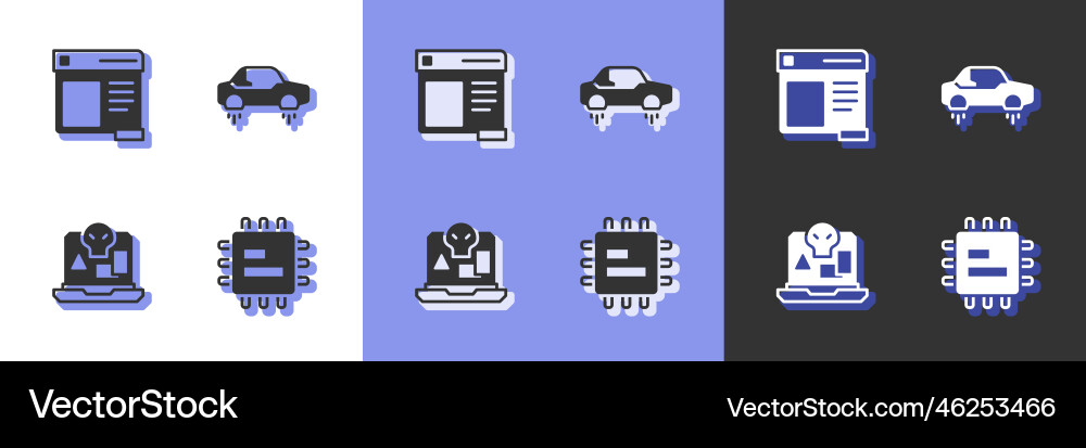 Set processor cpu browser window internet piracy Set processor cpu browser window internet piracy vector image