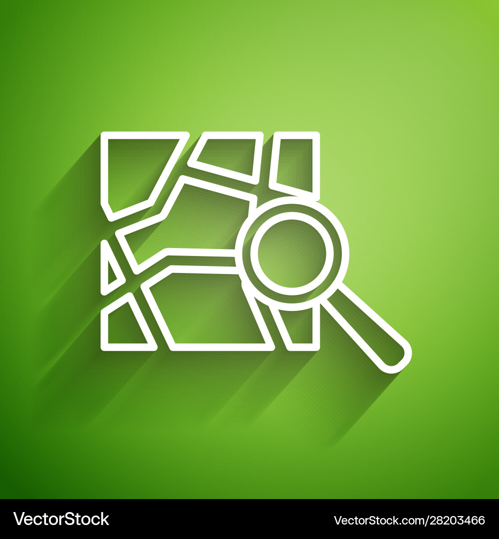 White line folded map with location marker icon Vector Image