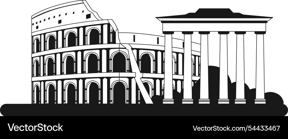A large building with lot of arches and columns A large building with lot of arches and columns vector image