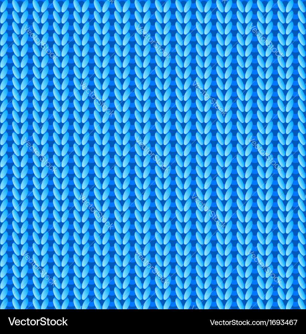 Blue knitted seamless pattern Royalty Free Vector Image