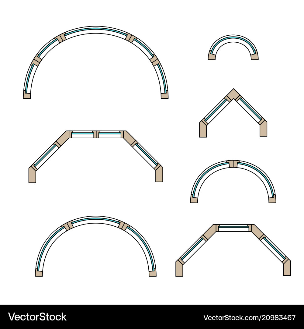 Blueprint with a set of different oriel Vector Image