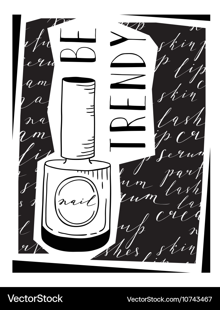 Card about cosmetics with the image nail polish vector image